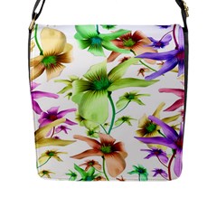 Multicolored Floral Print Pattern Flap Closure Messenger Bag (large) by dflcprints