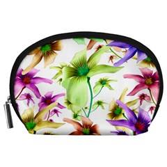 Multicolored Floral Print Pattern Accessory Pouch (large) by dflcprints