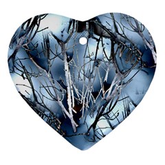 Abstract Of Frozen Bush Heart Ornament (two Sides) by canvasngiftshop