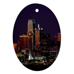 Dallas Skyline At Night Oval Ornament by StuffOrSomething