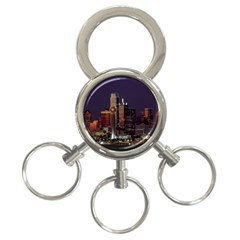 Dallas Skyline At Night 3-ring Key Chain