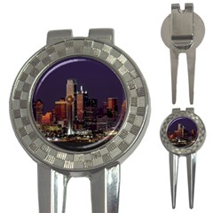 Dallas Skyline At Night Golf Pitchfork & Ball Marker by StuffOrSomething