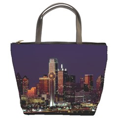 Dallas Skyline At Night Bucket Handbag by StuffOrSomething