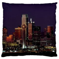 Dallas Skyline At Night Large Cushion Case (single Sided) 