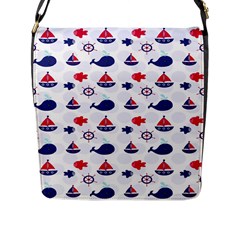 Nautical Sea Pattern Flap Closure Messenger Bag (large) by StuffOrSomething