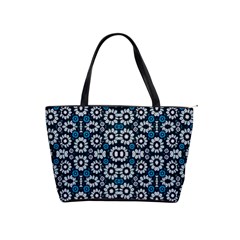 Floral Print Seamless Pattern In Cold Tones  Large Shoulder Bag by dflcprints