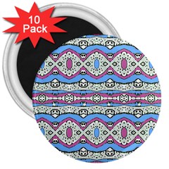 Aztec Style Pattern In Pastel Colors 3  Button Magnet (10 Pack) by dflcprints