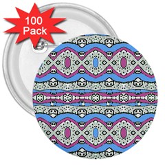 Aztec Style Pattern In Pastel Colors 3  Button (100 Pack) by dflcprints