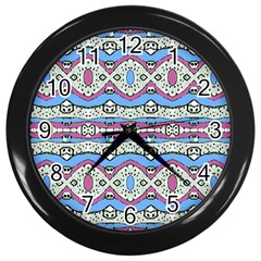 Aztec Style Pattern In Pastel Colors Wall Clock (black) by dflcprints