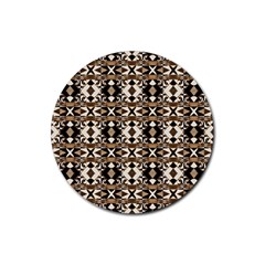 Geometric Tribal Style Pattern In Brown Colors Scarf Drink Coaster (round) by dflcprints