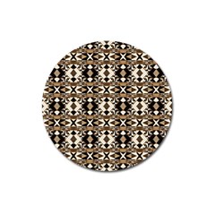 Geometric Tribal Style Pattern In Brown Colors Scarf Magnet 3  (round) by dflcprints