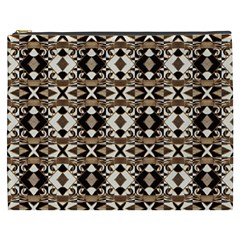 Geometric Tribal Style Pattern In Brown Colors Scarf Cosmetic Bag (xxxl) by dflcprints