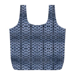 Futuristic Geometric Pattern Design Print In Blue Tones Reusable Bag (l) by dflcprints