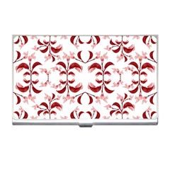Floral Print Modern Pattern In Red And White Tones Business Card Holder by dflcprints