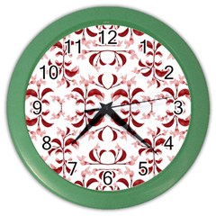 Floral Print Modern Pattern In Red And White Tones Wall Clock (color) by dflcprints