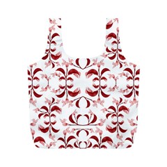 Floral Print Modern Pattern In Red And White Tones Reusable Bag (m) by dflcprints