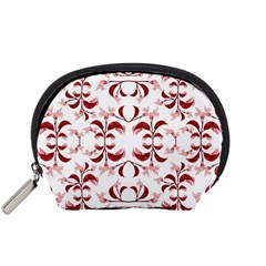 Floral Print Modern Pattern In Red And White Tones Accessory Pouch (small) by dflcprints