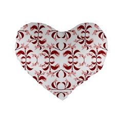 Floral Print Modern Pattern In Red And White Tones 16  Premium Flano Heart Shape Cushion  by dflcprints