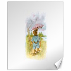 Vintage Drawing: Teddy Bear In The Rain Canvas 11  X 14  (unframed)