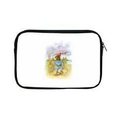 Vintage Drawing: Teddy Bear In The Rain Apple Ipad Mini Zippered Sleeve by MotherGoose