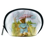 Vintage Drawing: Teddy Bear in the Rain Accessory Pouch (Medium) Front