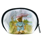 Vintage Drawing: Teddy Bear in the Rain Accessory Pouch (Medium) Back