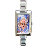 Magic Flower Rectangular Italian Charm Watch Front