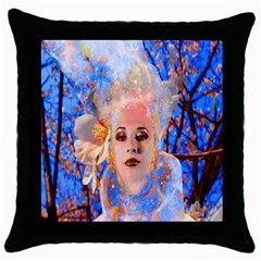 Magic Flower Black Throw Pillow Case