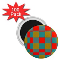 Squares In Retro Colors 1 75  Magnet (100 Pack)  by LalyLauraFLM