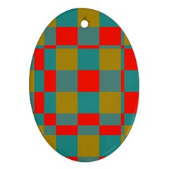 Squares In Retro Colors Oval Ornament (two Sides) by LalyLauraFLM