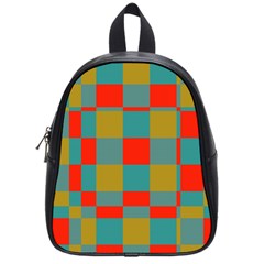 Squares In Retro Colors School Bag (small) by LalyLauraFLM