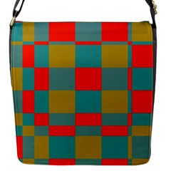 Squares In Retro Colors Flap Closure Messenger Bag (small) by LalyLauraFLM