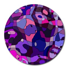 Blue Purple Chaos Round Mousepad by LalyLauraFLM