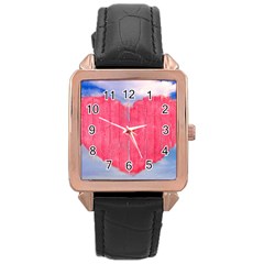 Pop Art Style Love Concept Rose Gold Leather Watch  by dflcprints