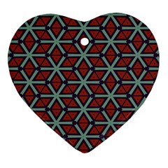 Cubes Pattern Abstract Design Heart Ornament (two Sides) by LalyLauraFLM