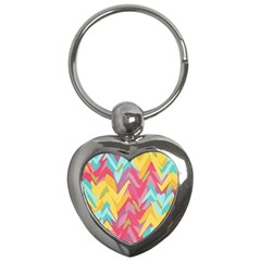 Paint Strokes Abstract Design Key Chain (heart) by LalyLauraFLM