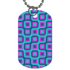 Blue Purple Squares Pattern Dog Tag (one Side) by LalyLauraFLM