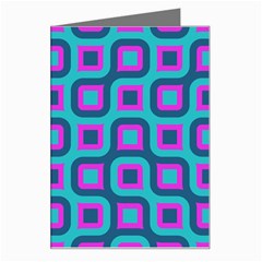 Blue Purple Squares Pattern Greeting Card by LalyLauraFLM