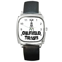 Oilfield Trash Square Leather Watch by oilfield