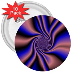 Purple Blue Swirl 3  Button (10 Pack)