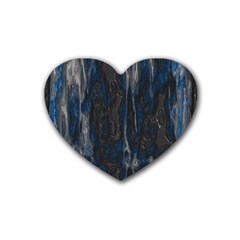 Blue Black Texture Rubber Coaster (heart) by LalyLauraFLM