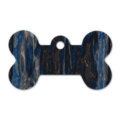 Blue Black Texture Dog Tag Bone (one Side) by LalyLauraFLM