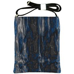 Blue Black Texture Shoulder Sling Bag by LalyLauraFLM