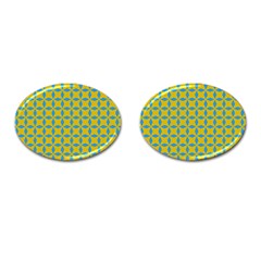 Blue Diamonds Pattern Cufflinks (oval) by LalyLauraFLM