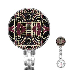 Tribal Style Ornate Grunge Pattern  Stainless Steel Nurses Watch by dflcprints