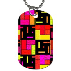 Squares And Rectangles Dog Tag (one Side) by LalyLauraFLM