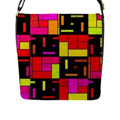 Squares and rectangles Flap Closure Messenger Bag (Large)