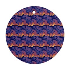 Pink Blue Waves Pattern Ornament (round) by LalyLauraFLM