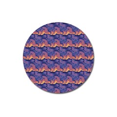 Pink Blue Waves Pattern Magnet 3  (round) by LalyLauraFLM