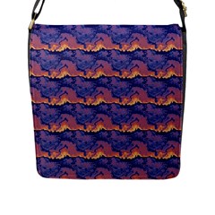 Pink Blue Waves Pattern Flap Closure Messenger Bag (large) by LalyLauraFLM